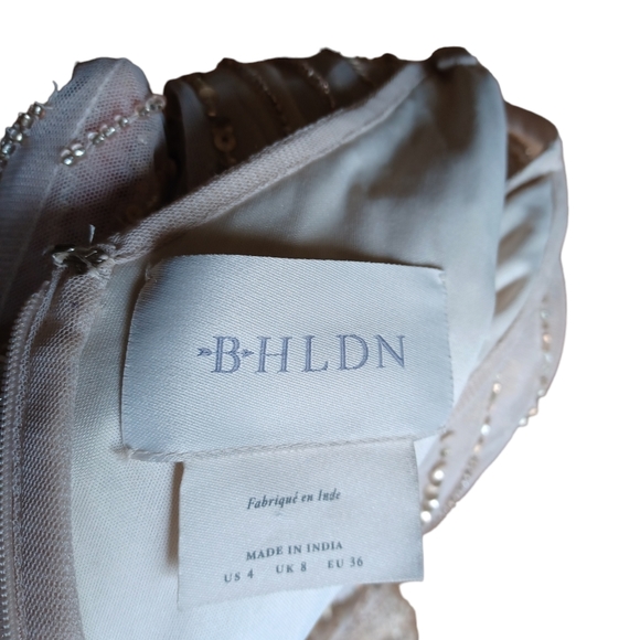 BHLDN Womens Sleeveless Champagne Beaded Sequined Maxi Dress V Neckline Size 4 - Picture 12 of 12